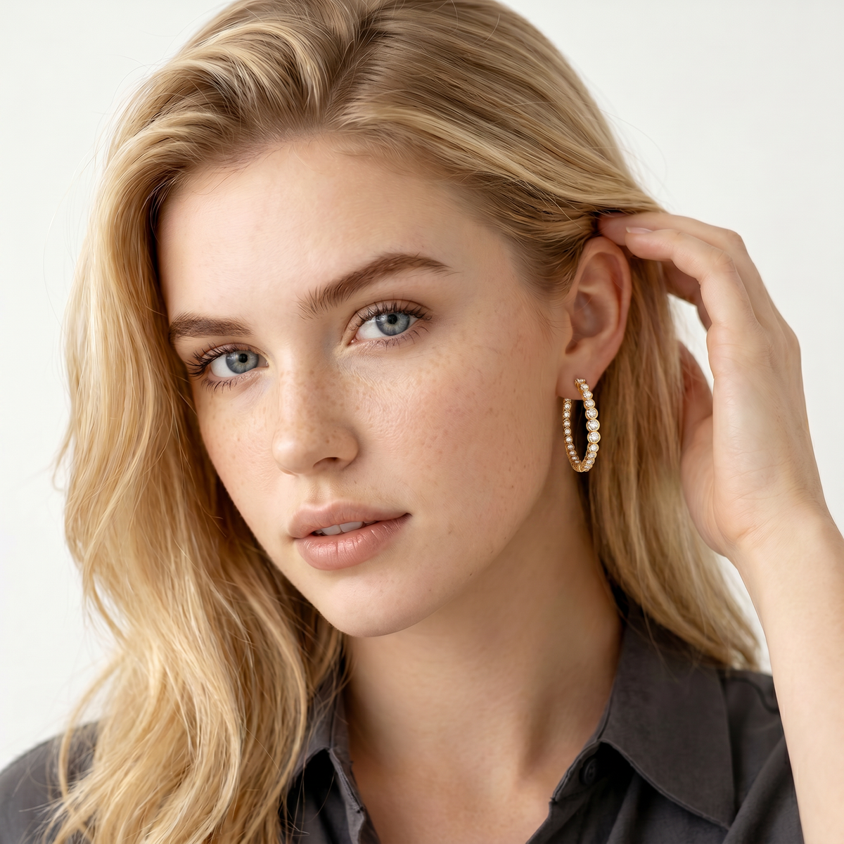 1.91ct 18k Yellow Gold Diamond Hoops — photo 2 of 2