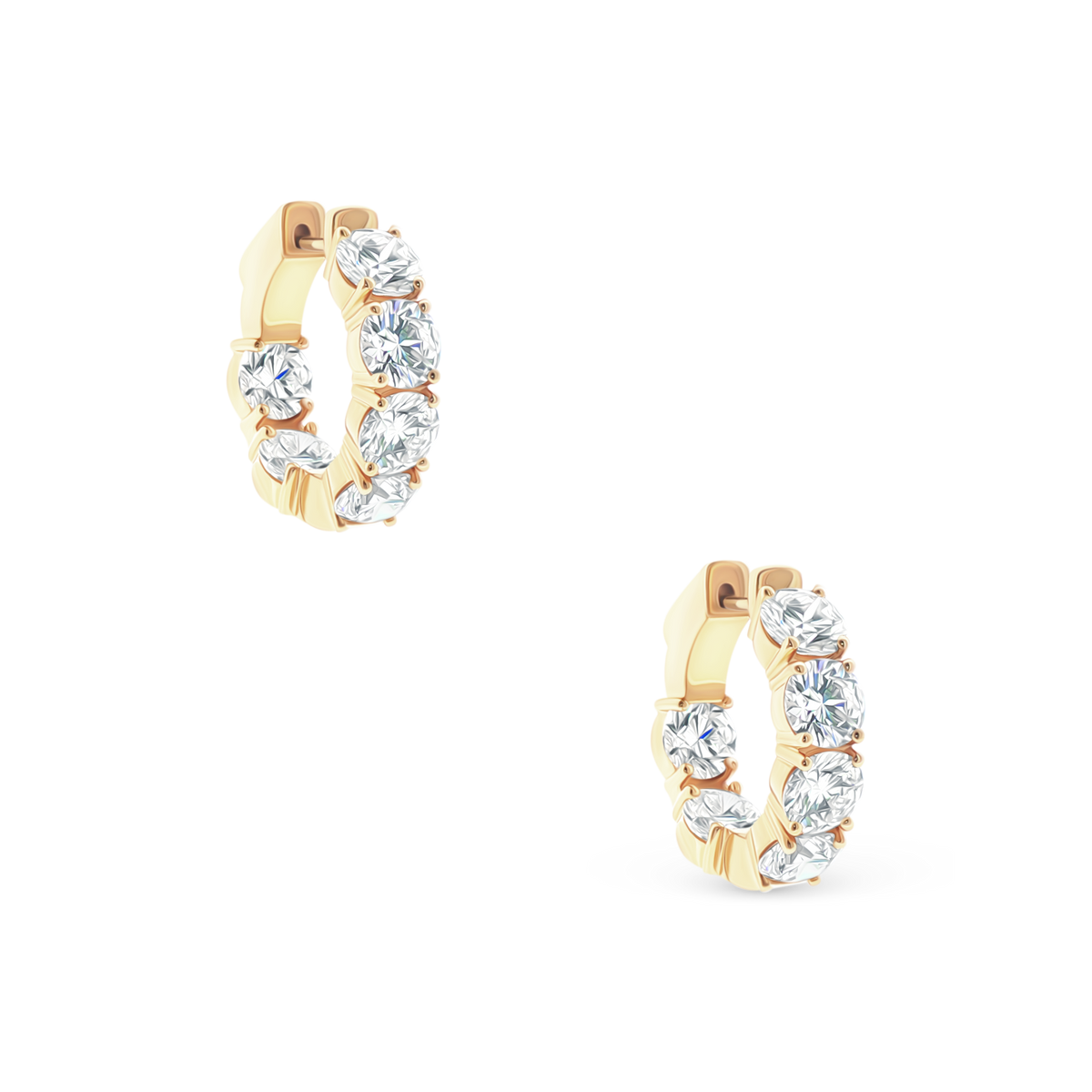 150-6620 6.05ct 18k Yellow Gold Diamond Hoops
