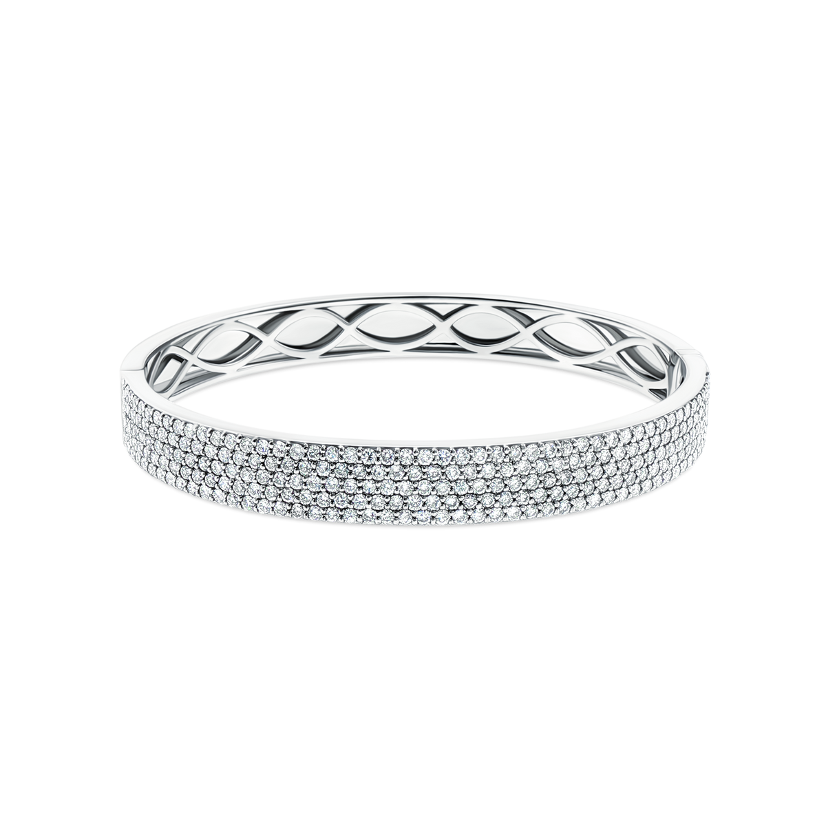 170-4227 3.56ct 18k White Gold Pavé Diamond Bangle