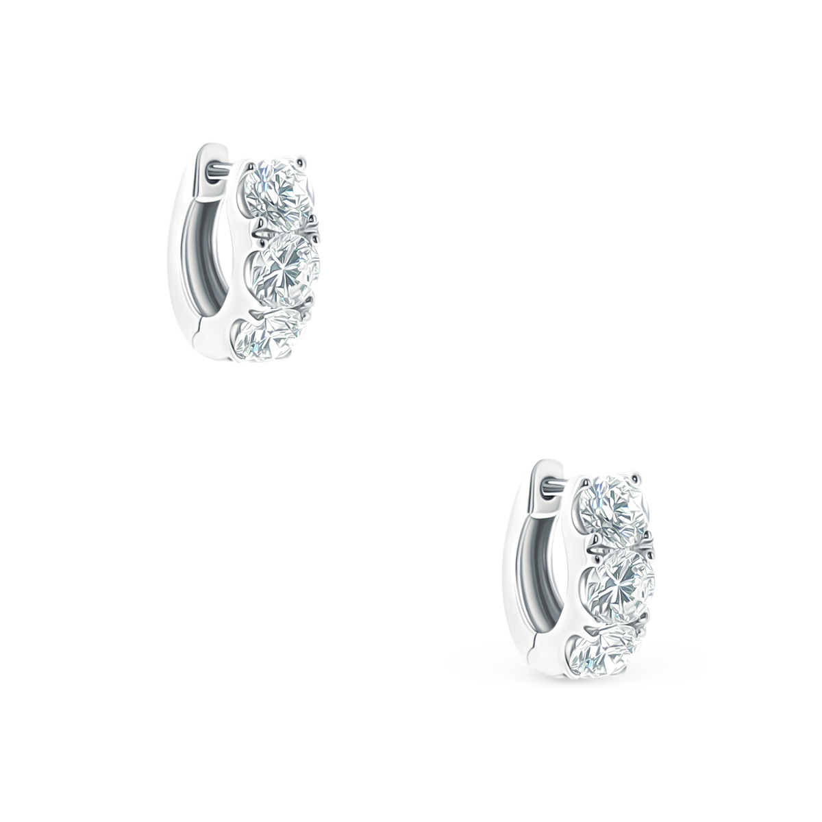 150-6626 1.85ct 18k White Gold Diamond Huggie Hoops