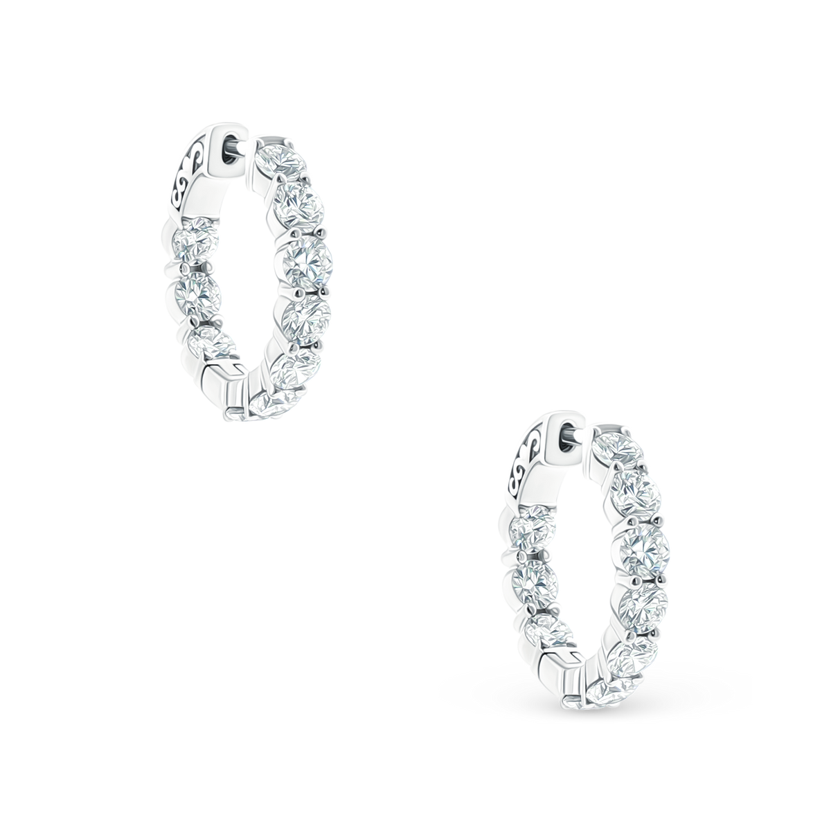 150-6623 4.00ct 18k White Gold Diamond Hoops