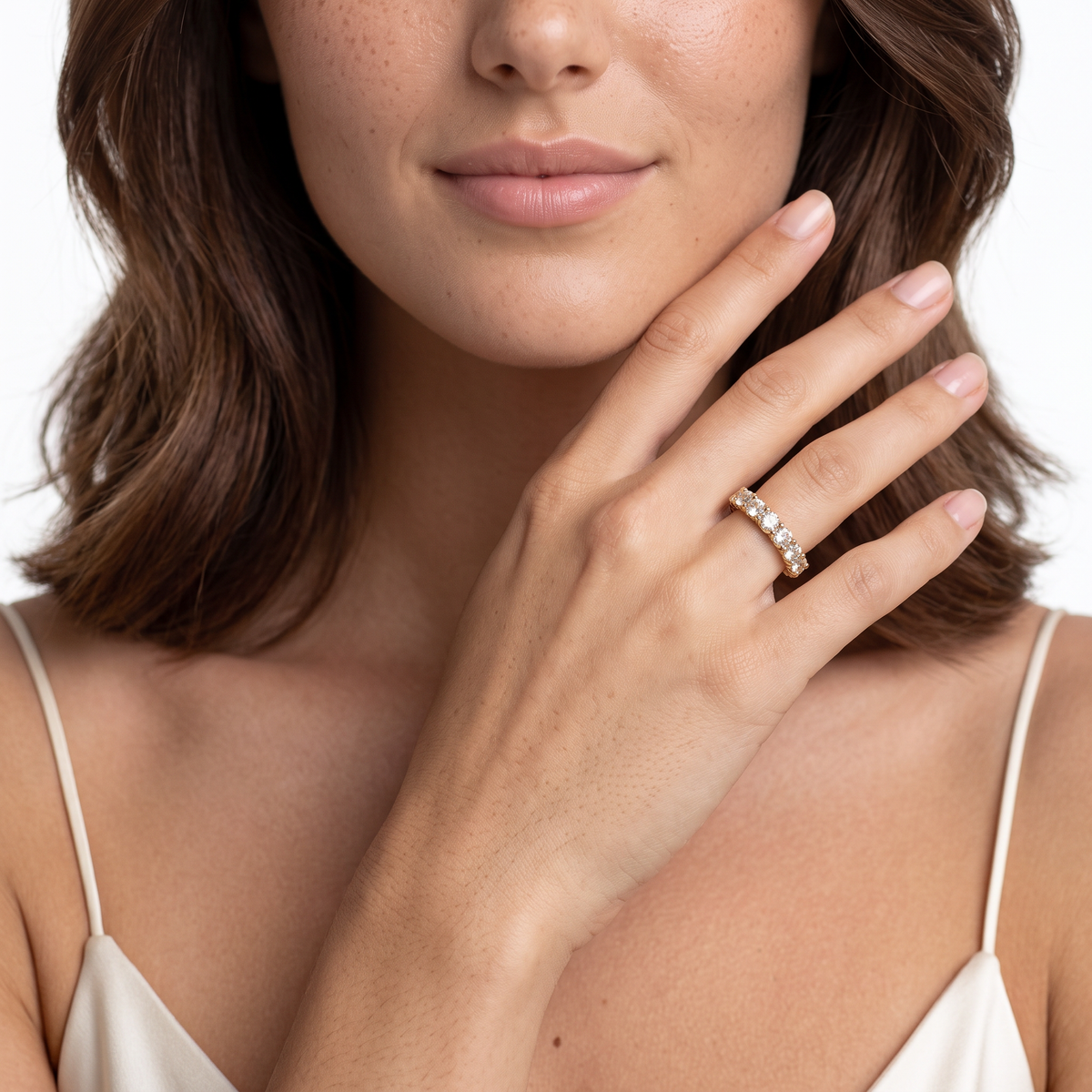 ENG-0489W Verragio Two-Tone Diamond Band worn on model