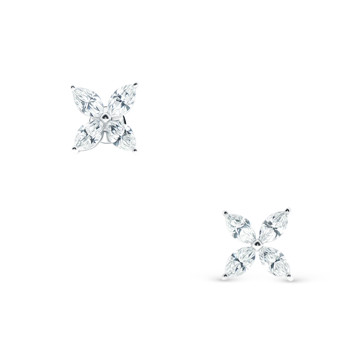150-6615 1.57ct 18k White Gold Diamond Flower Cluster Earrings