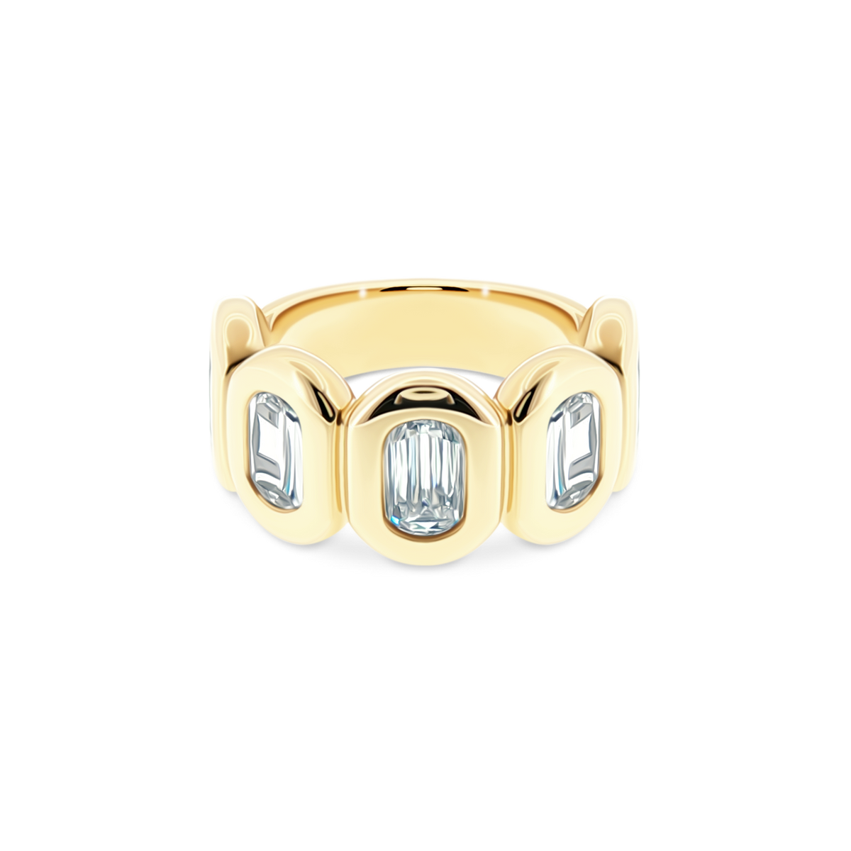 18k yellow gold emerald cut diamond band 130-2092