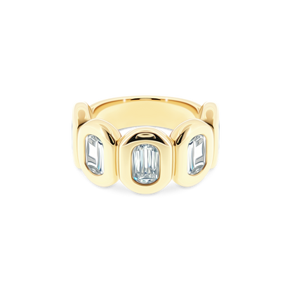 18k yellow gold emerald cut diamond band 130-2092