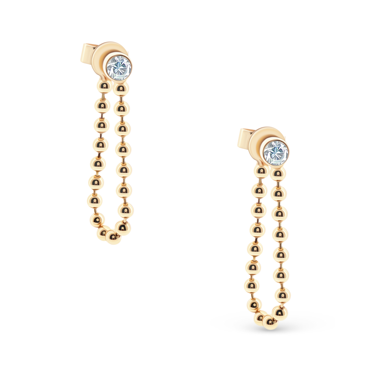 .17ct 14k Yellow Gold Diamond Ball Chain Drop Earrings, SKU 150-6526