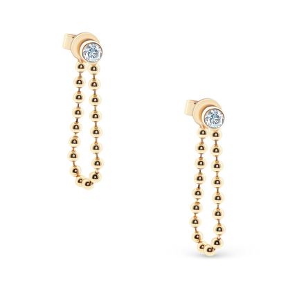 .17ct 14k Yellow Gold Diamond Ball Chain Drop Earrings, SKU 150-6526
