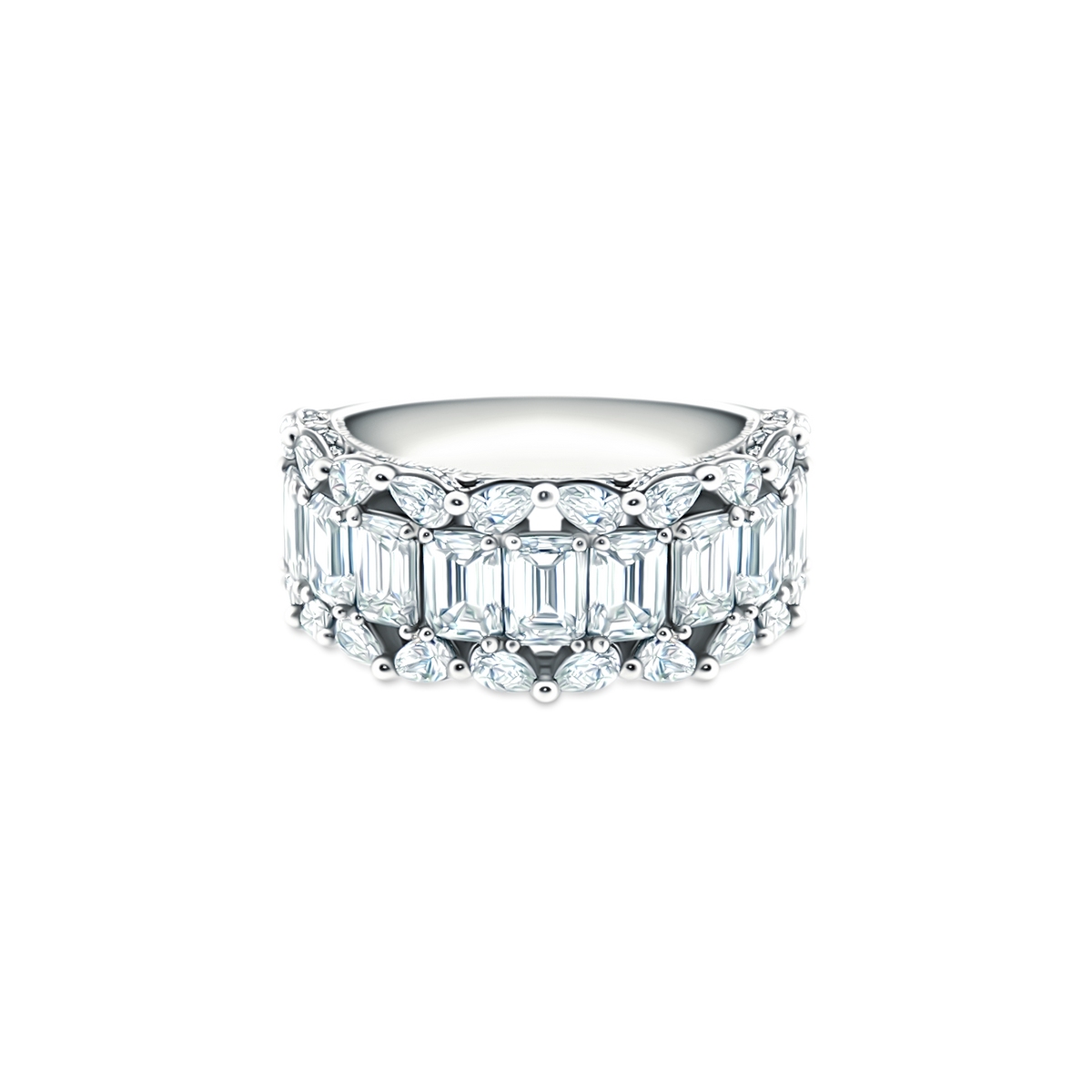 HT2695712 Tacori Emerald Cut & Pear Shape Diamond Wedding Band