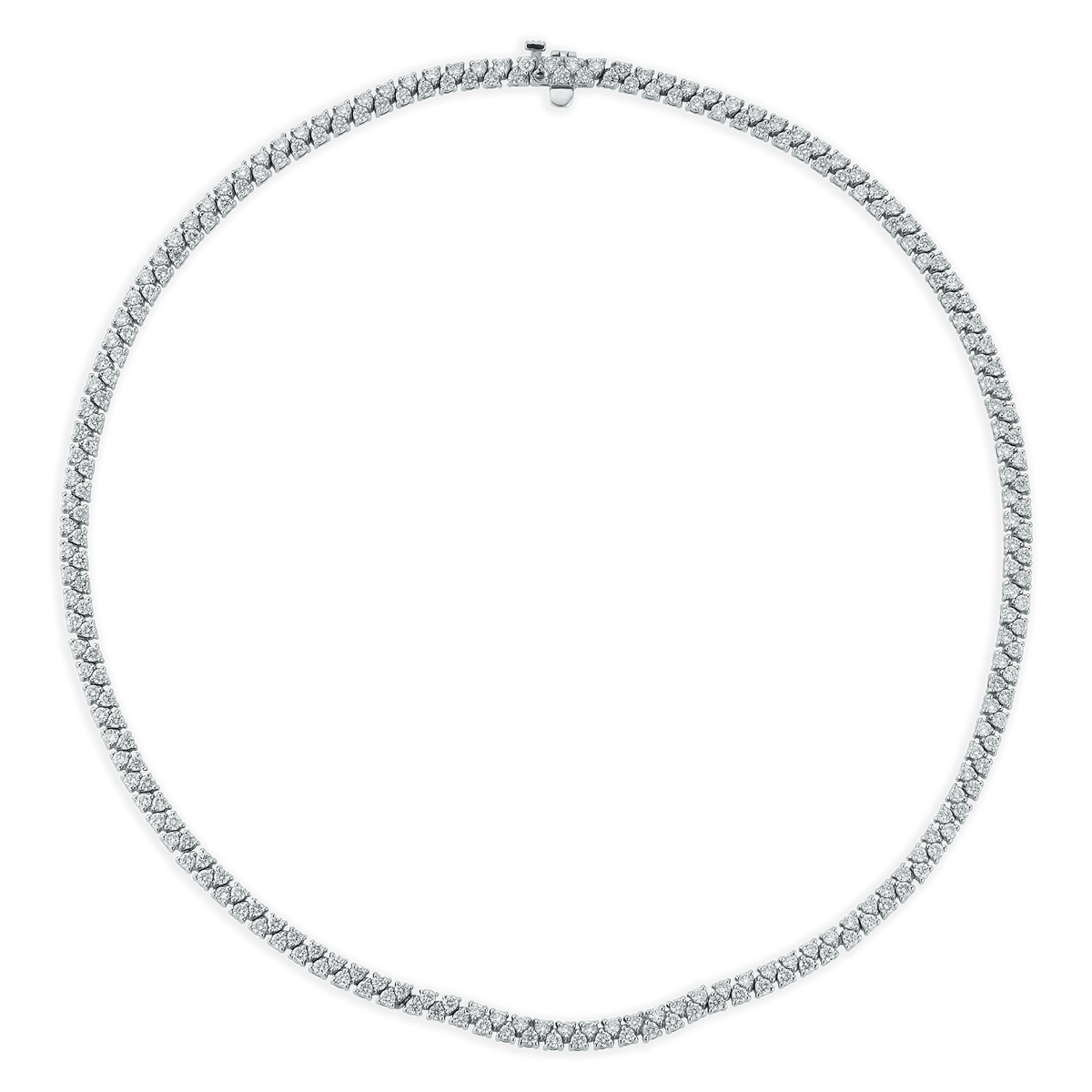 7.03ct 14k White Gold Double Row Diamond Tennis Necklace 165-1890