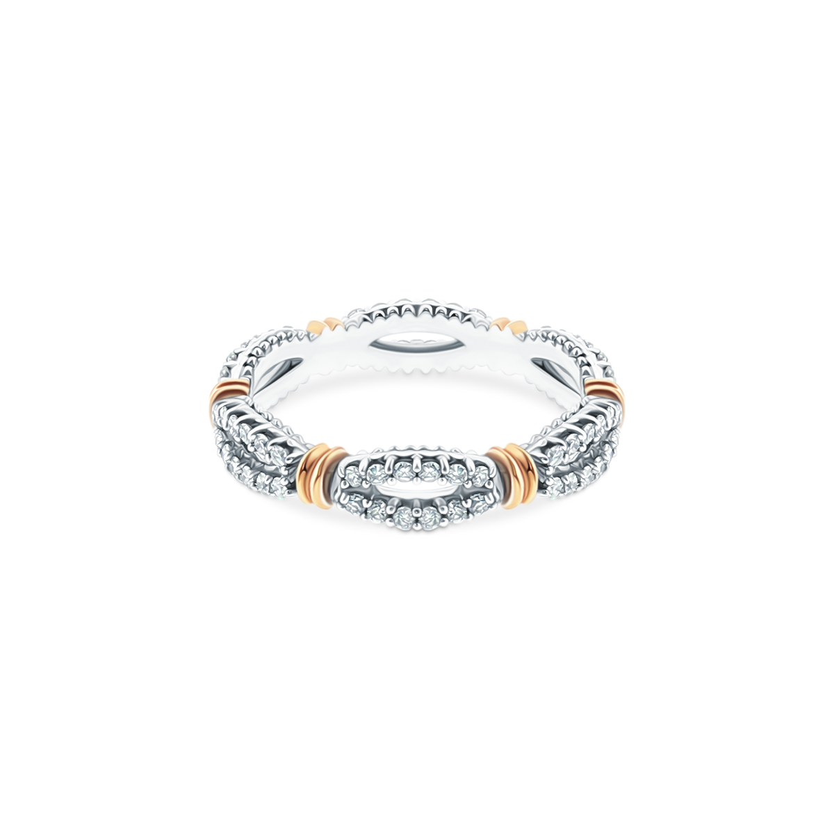 D-W104 Verragio Two-Tone Diamond Cluster Eternity Band