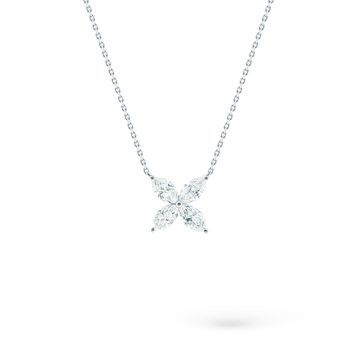 160-5392 — 2.05ct 18k White Gold Diamond Flower Pendant