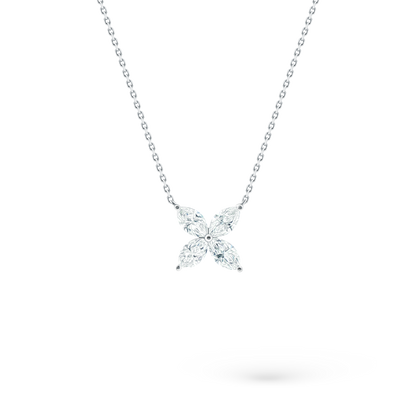 160-5392 — 2.05ct 18k White Gold Diamond Flower Pendant
