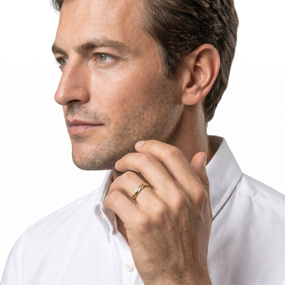 RYL-043Y5 men's wedding band on model