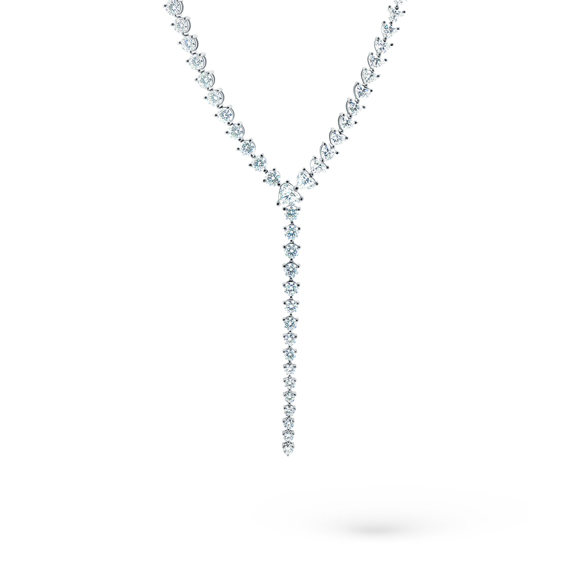 165-1898 24.05ct 18k White Gold Diamond Y Necklace