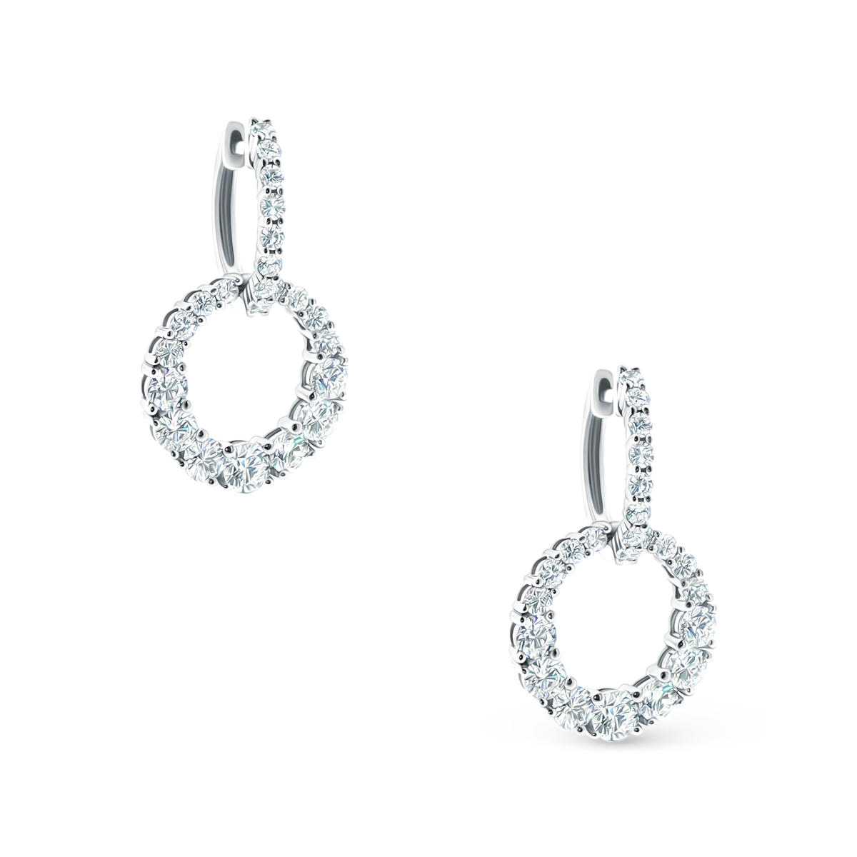 150-6610 2.65ct 18k White Gold Diamond Circle Drop Earrings
