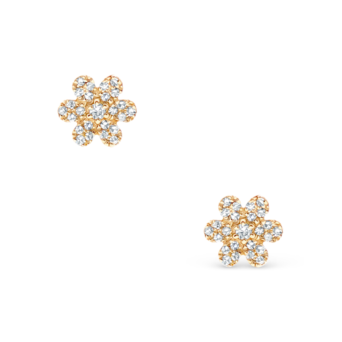 .14ct 14k Yellow Gold Diamond Flower Stud Earrings, SKU 150-6513