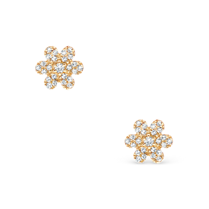 .14ct 14k Yellow Gold Diamond Flower Stud Earrings, SKU 150-6513