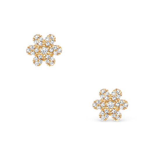 .14ct 14k Yellow Gold Diamond Flower Stud Earrings, SKU 150-6513