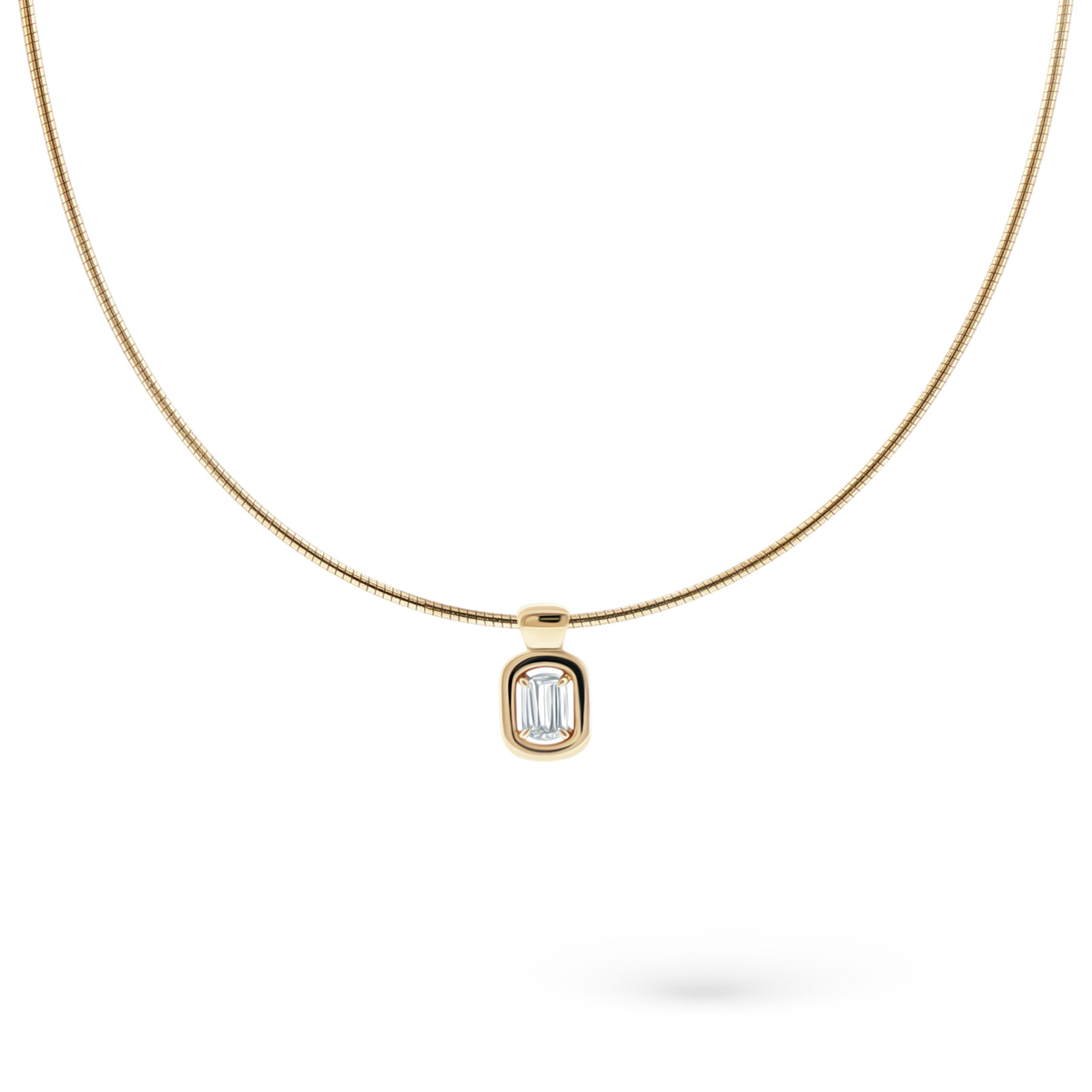 14k yellow gold emerald cut diamond solitaire necklace 165-1865