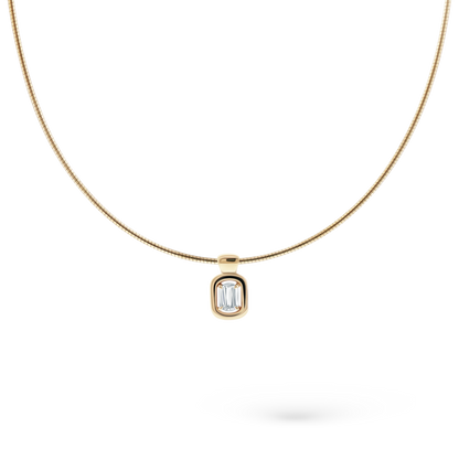 14k yellow gold emerald cut diamond solitaire necklace 165-1865