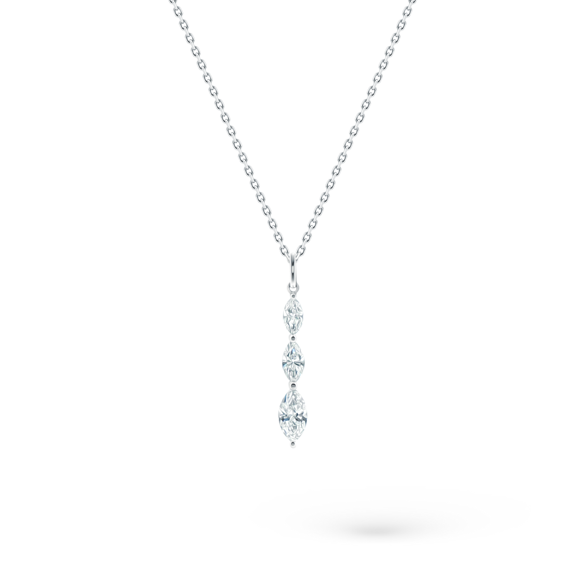 160-5388 — 1.05ct 18k White Gold Marquise Diamond Pendant