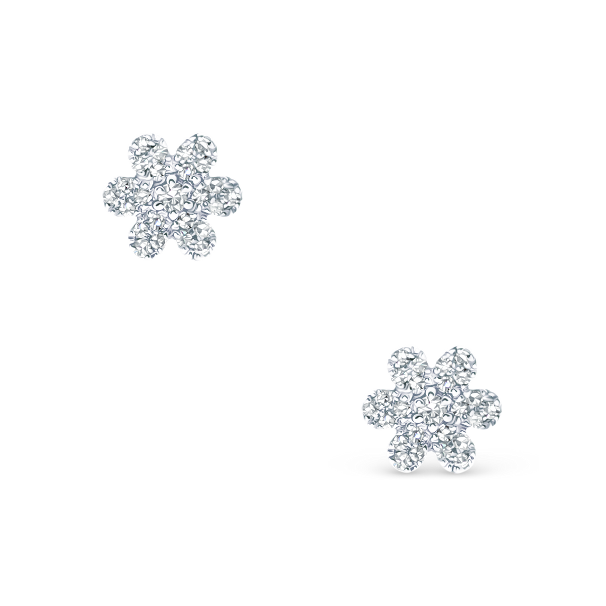 .15ct 14k White Gold Diamond Flower Stud Earrings, SKU 150-6515