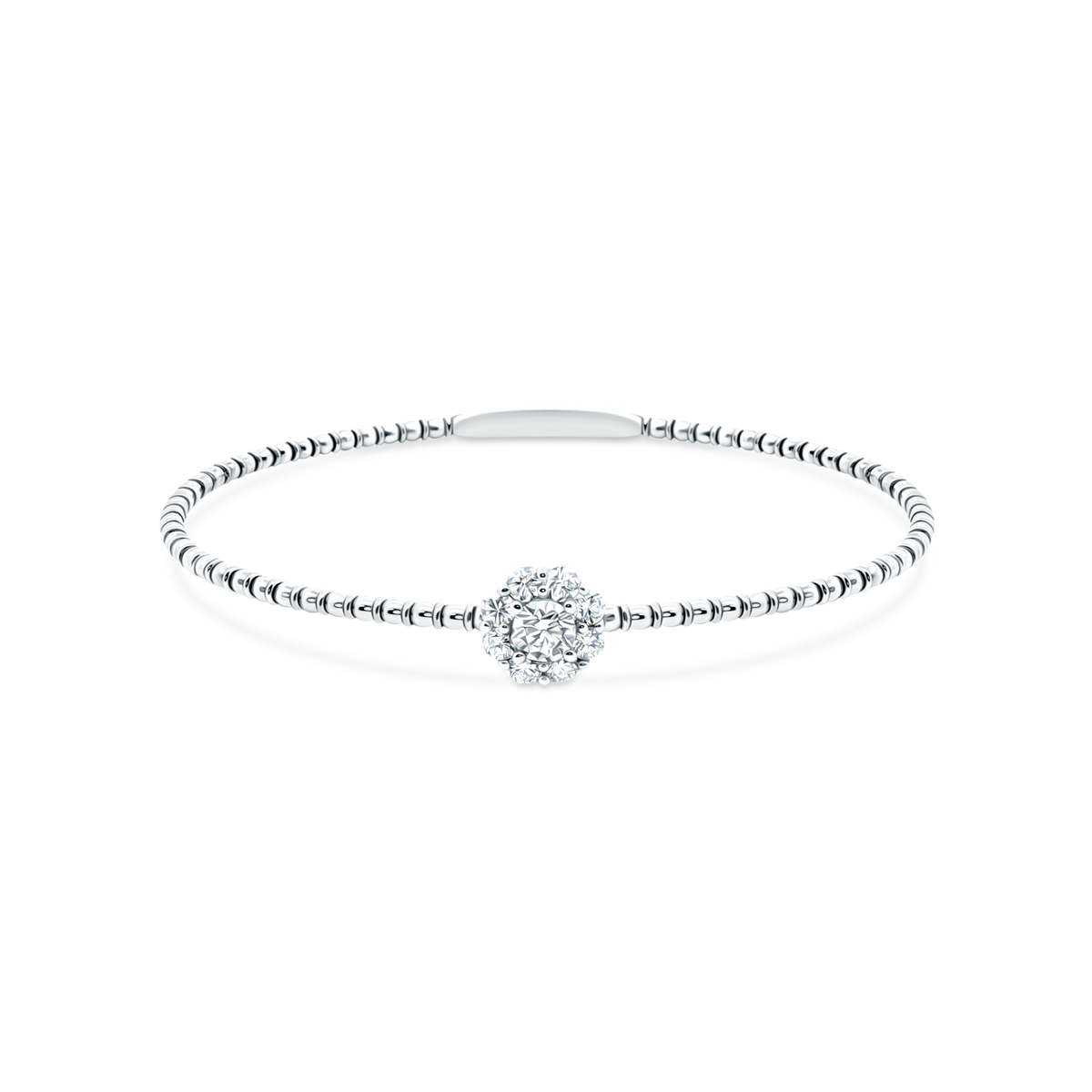 .86ct 14k White Gold Diamond Flower Bangle, SKU 170-4100