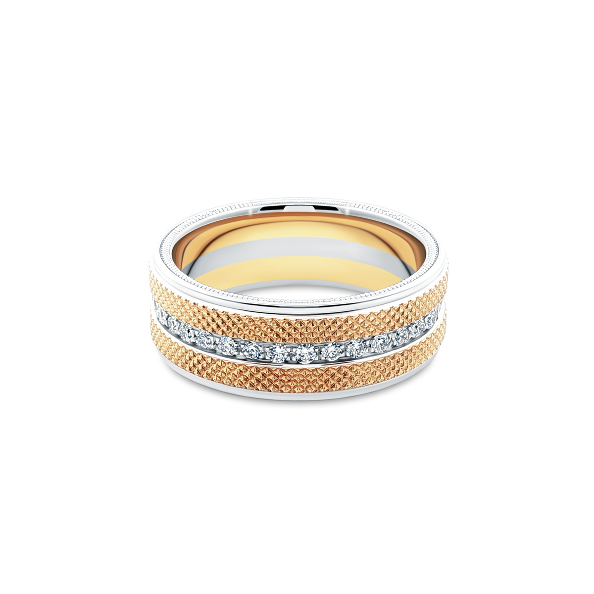 Verragio VWD-8915WYWYW men's diamond wedding band in two-tone yellow and white gold