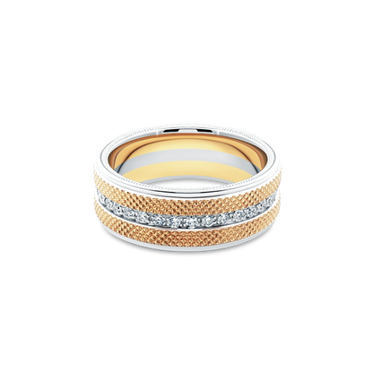 Verragio VWD-8915WYWYW men's diamond wedding band in two-tone yellow and white gold