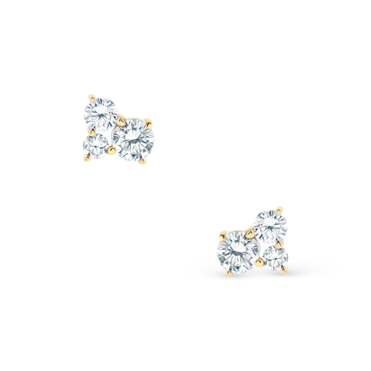 .42ct 14k Yellow Gold Diamond Cluster Stud Earrings, SKU 150-6508