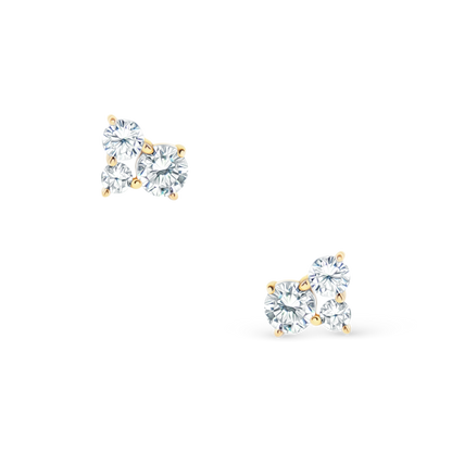 .42ct 14k Yellow Gold Diamond Cluster Stud Earrings, SKU 150-6508