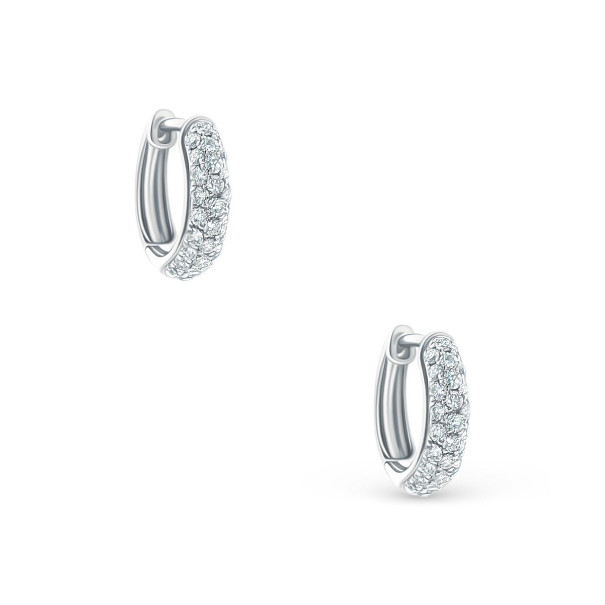150-6607 0.51ct 18k White Gold Pavé Diamond Huggie Hoops