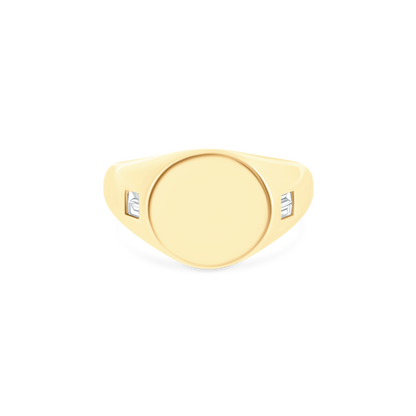 .07ct 14k Yellow Gold Diamond Signet Pinky Ring, SKU 130-2082