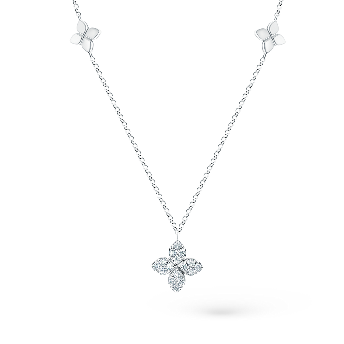 Roberto Coin 18K White Gold Diamond Love By The Yard Station Necklace, style 7773639AW17X