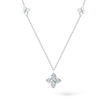 Roberto Coin 18K White Gold Diamond Love By The Yard Station Necklace, style 7773639AW17X