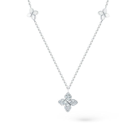 Roberto Coin 18K White Gold Diamond Love By The Yard Station Necklace, style 7773639AW17X