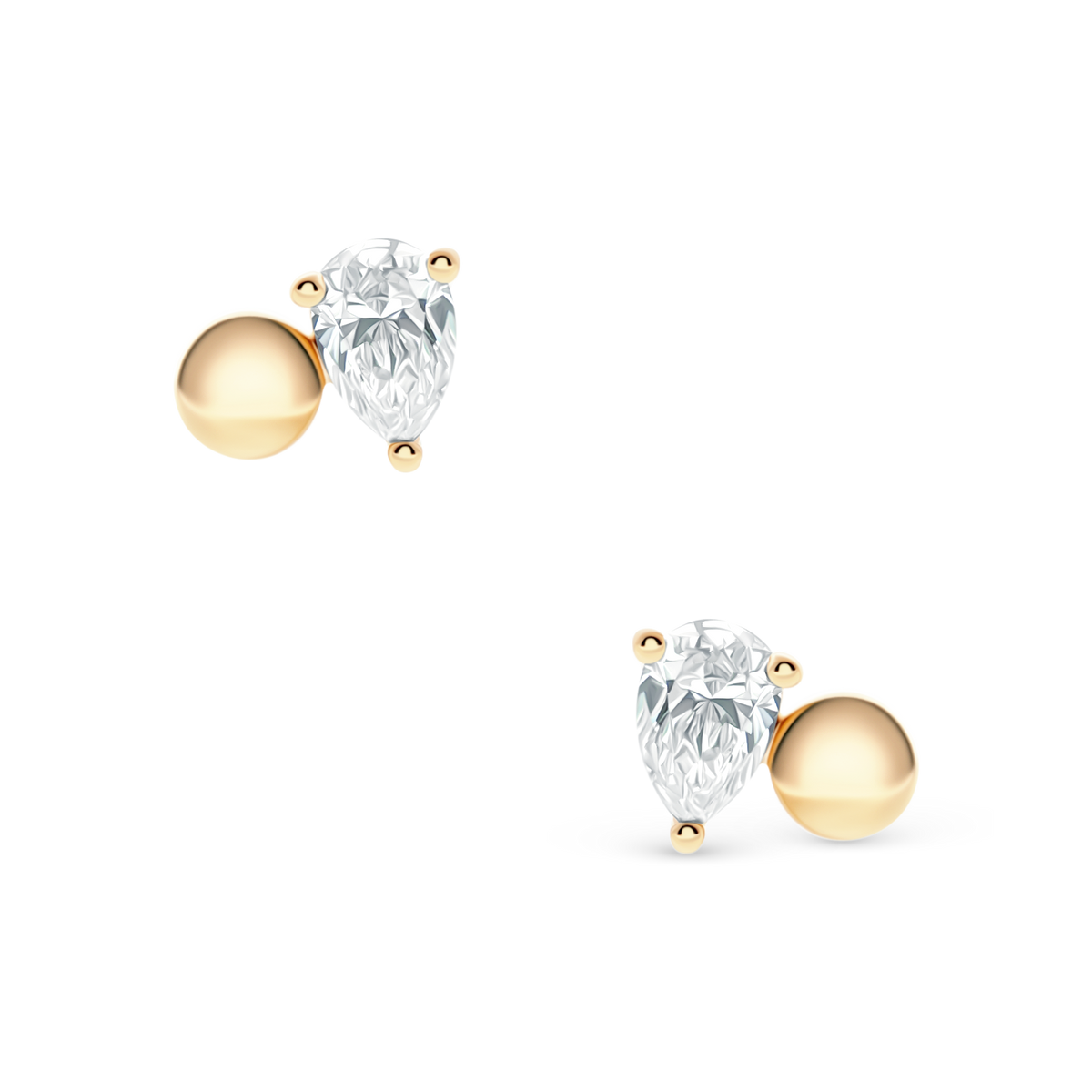 .64ct 14k Yellow Gold Pear-Shape Diamond Earrings, SKU 150-6519