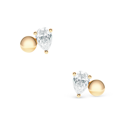 .64ct 14k Yellow Gold Pear-Shape Diamond Earrings, SKU 150-6519