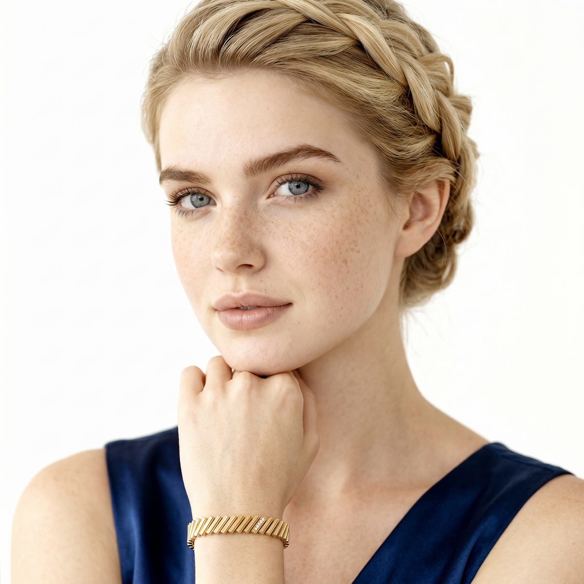 Roberto Coin Domino 18K Yellow Gold Diamond Accent Bangle worn by model