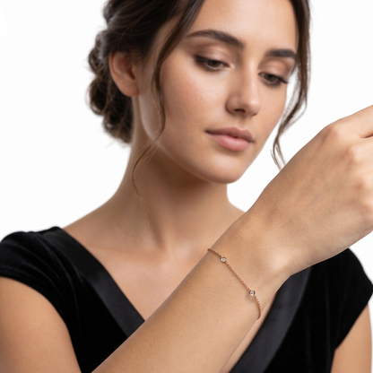 Roberto Coin 18K Gold Diamonds By The Inch Five Station Bracelet worn by model