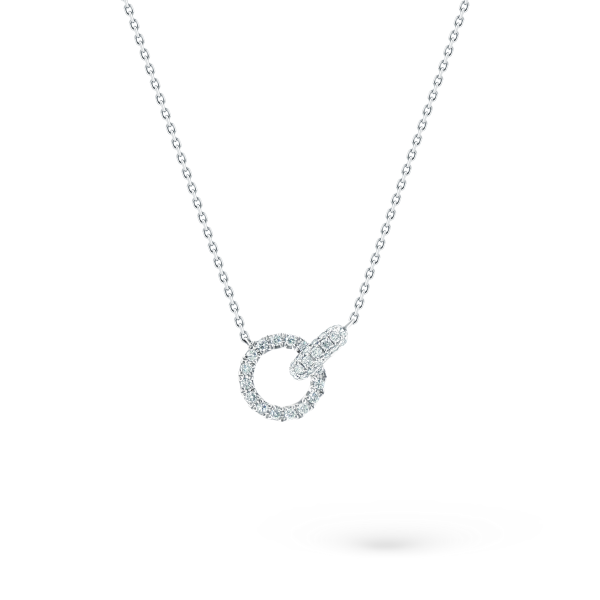 165-1896 — 0.43ct 18k White Gold Diamond Interlocking Circle Pendant