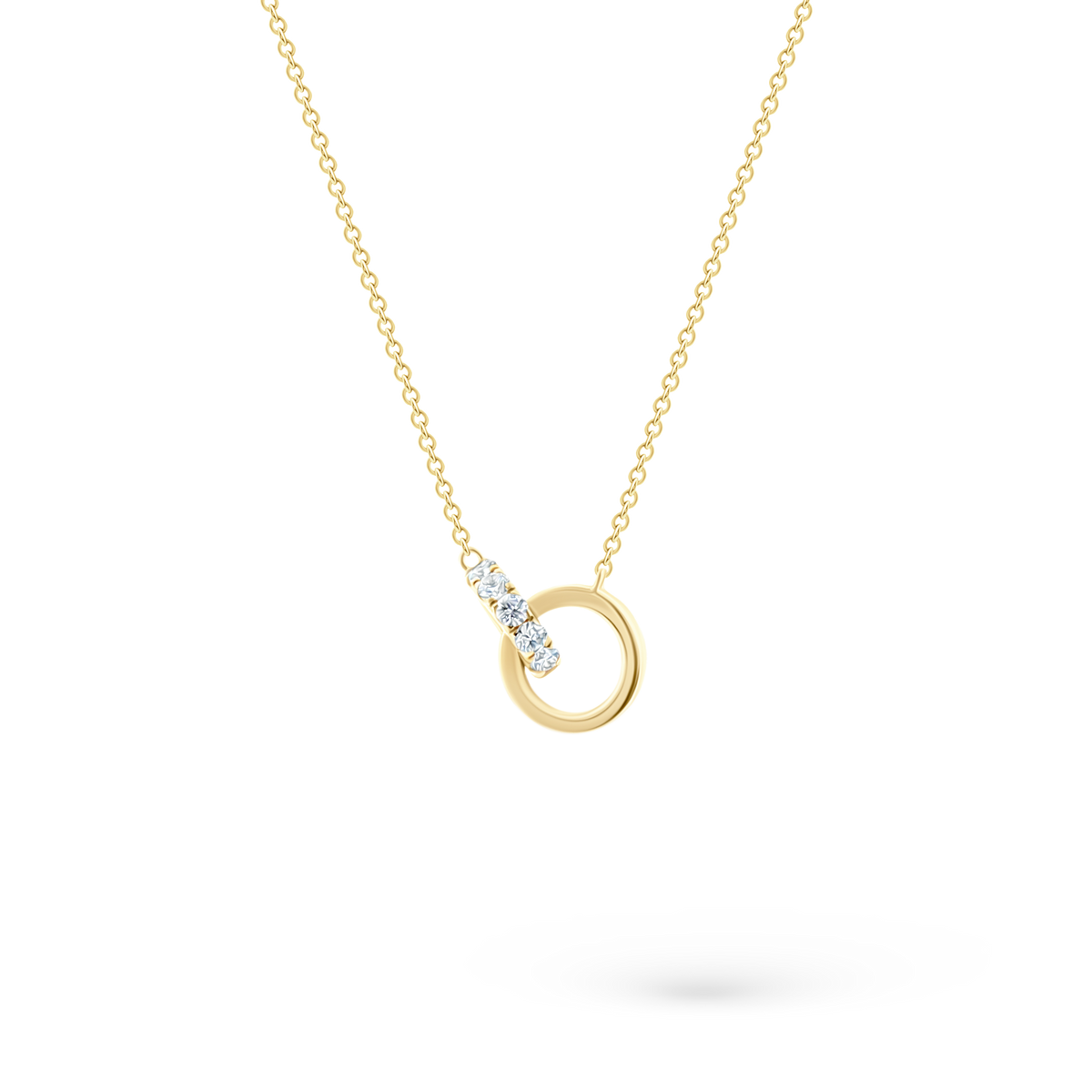 .34ct 14k Yellow Gold Diamond Double Circle Necklace, SKU 165-1839