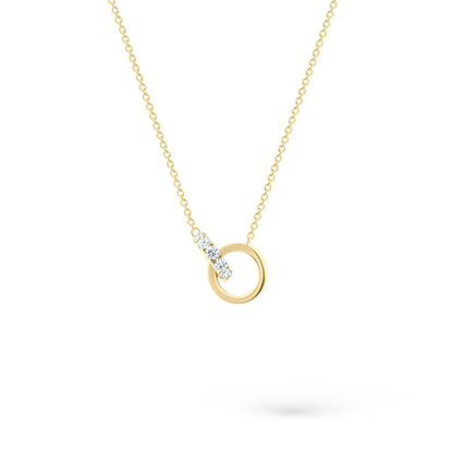 .34ct 14k Yellow Gold Diamond Double Circle Necklace, SKU 165-1839