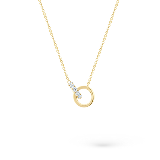 .34ct 14k Yellow Gold Diamond Double Circle Necklace, SKU 165-1839