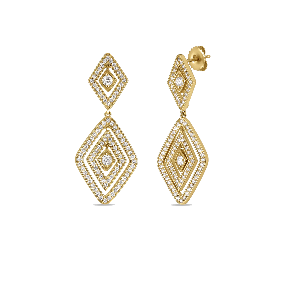 Roberto Coin Lozenge 1.95ct 18K Yellow Gold Diamond Earrings