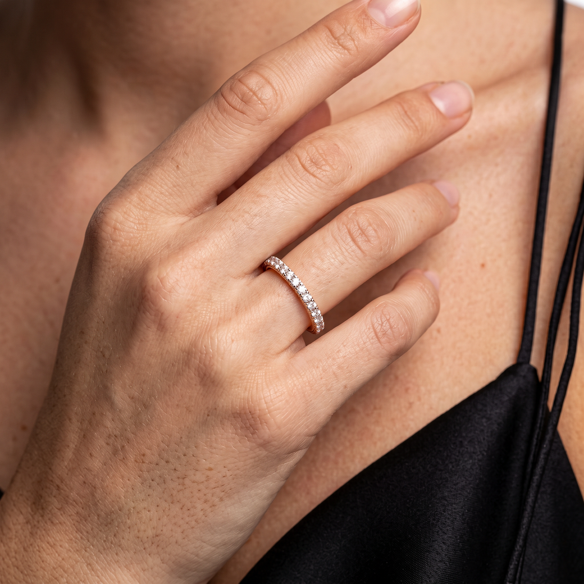 TR180W-2T Verragio Two-Tone Diamond Eternity Band worn on model