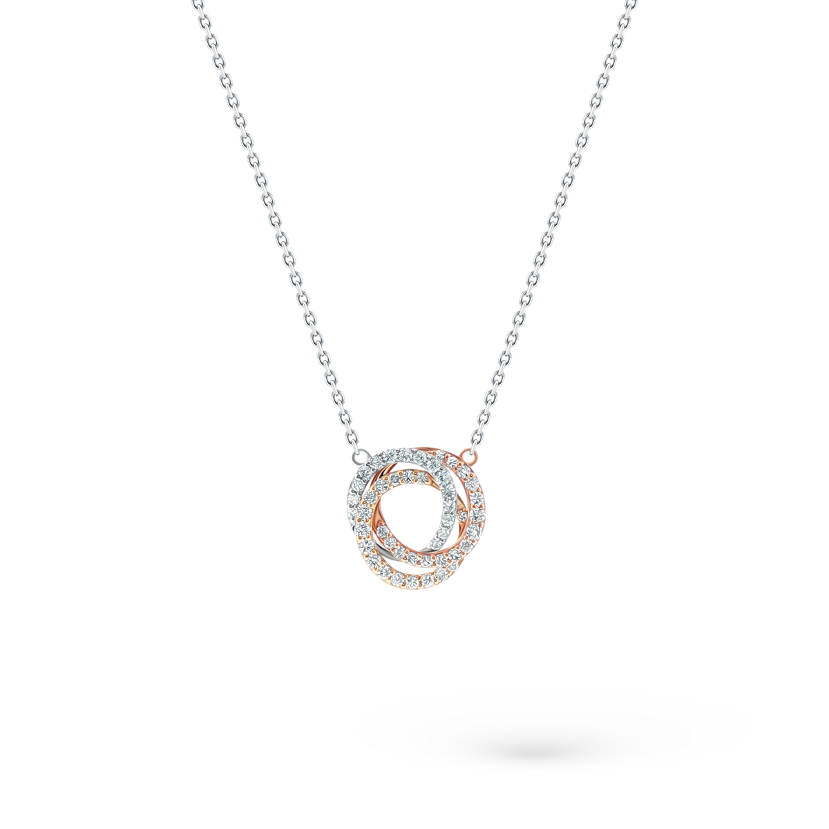 160-5395 — 0.50ct 18k Tri-Color Gold Diamond Knot Pendant