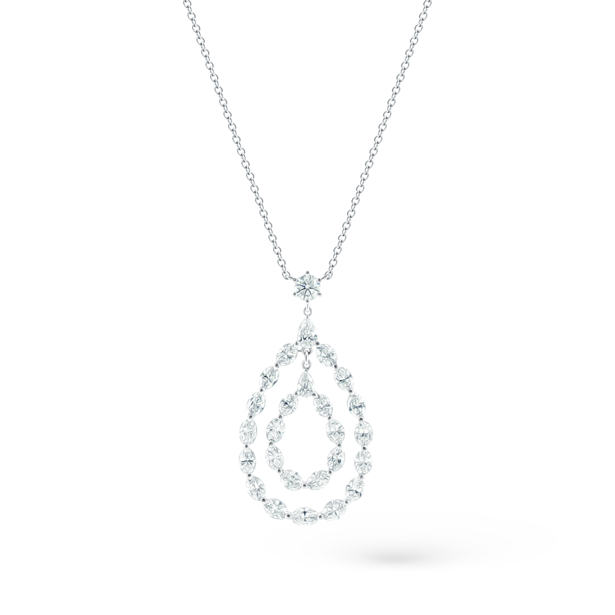 165-1892 — 4.84ct 18k White Gold Diamond Drop Necklace