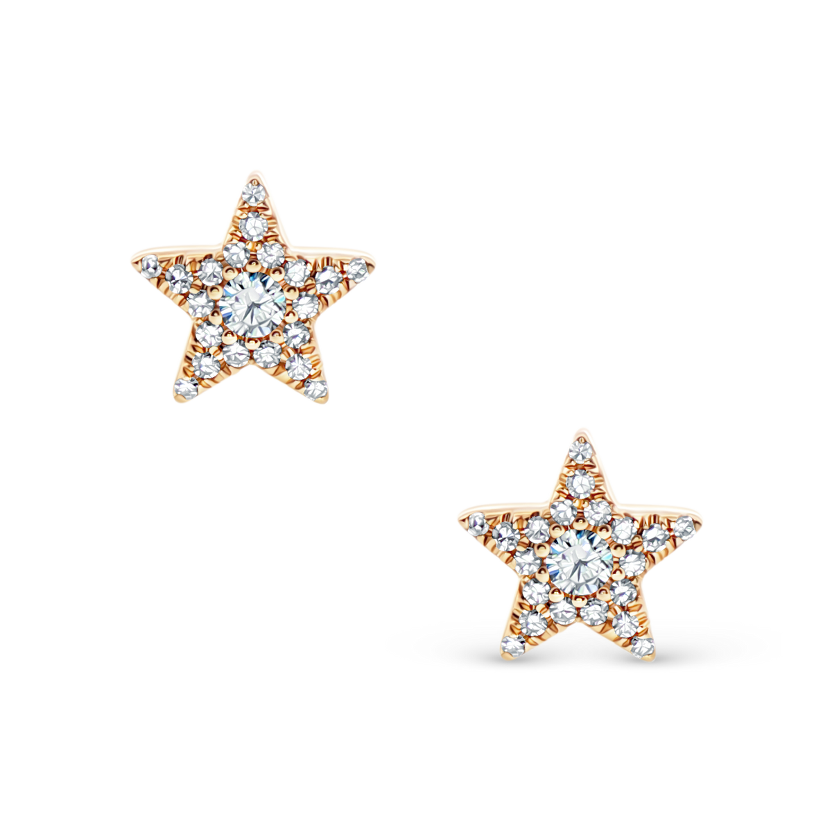 14k yellow gold diamond star stud earrings, SKU 150-6509