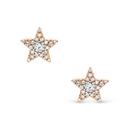 14k yellow gold diamond star stud earrings, SKU 150-6509